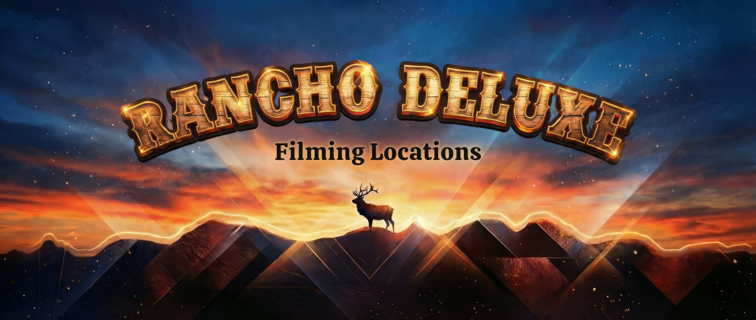 Rancho Deluxe Filming Locations: an elk on a ridge at sunset under a starry sky
